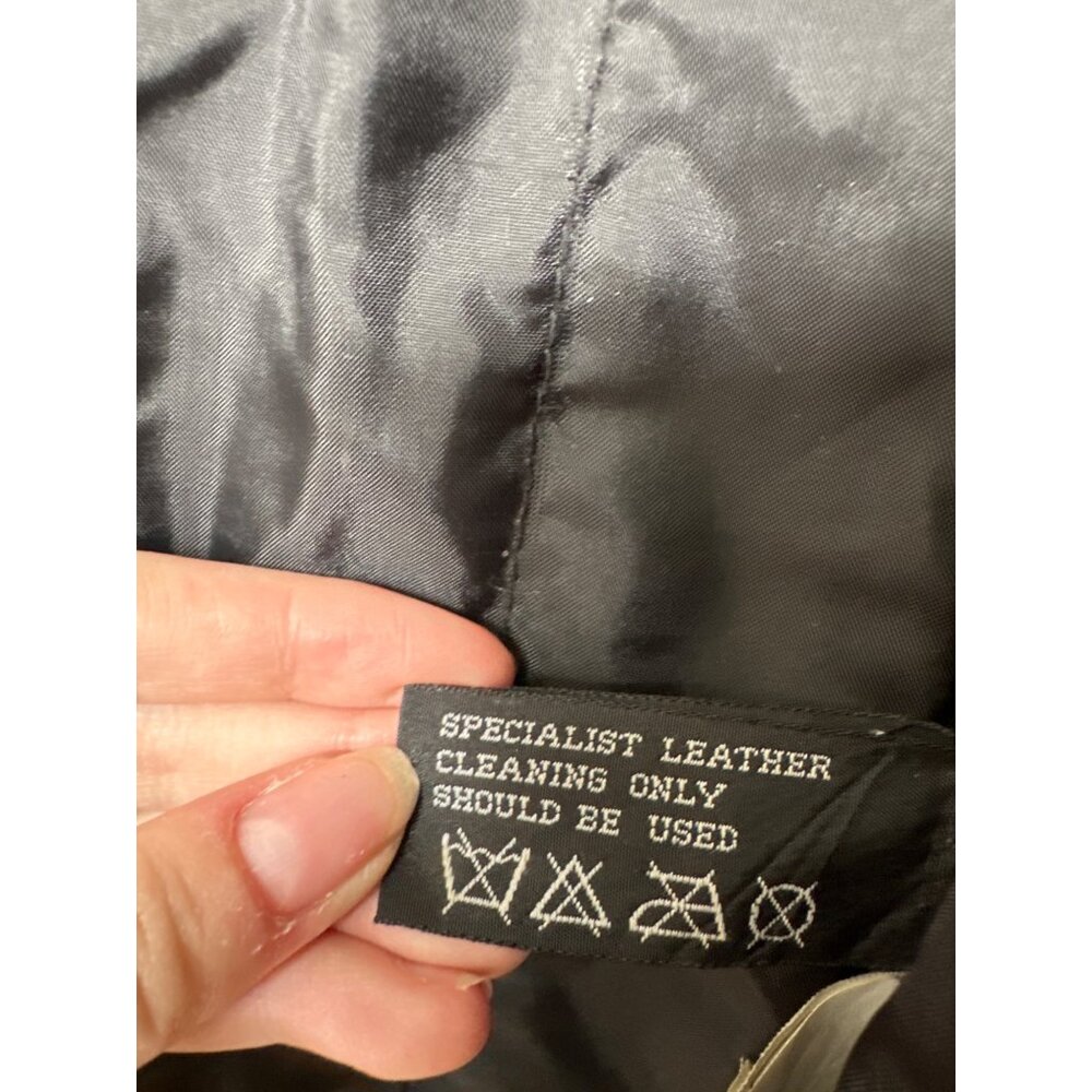 Vtg Pelle Leather Trench Coat Women Small 80s Long Embossed Mobwife Shoulder Pad - Picture 9 of 11